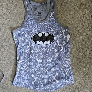 Six Flags Gray Glitter Batman Tank Top Small